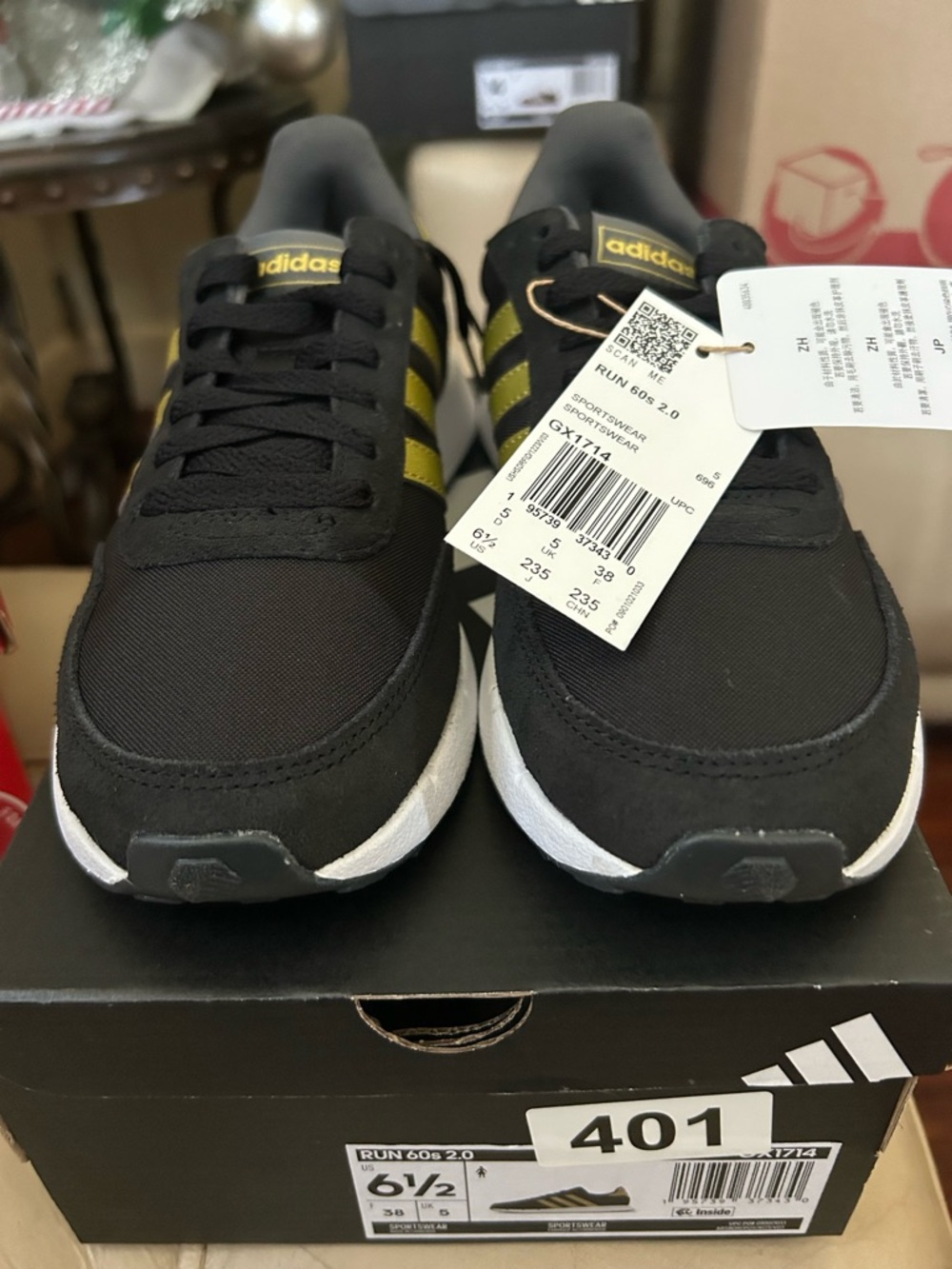 adidas Black Sneakers with Gold Three Stripes